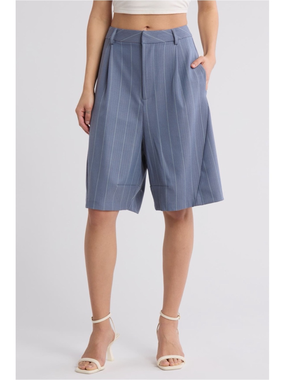 Free People Something About You Pinstripe Trouser Shorts 💙